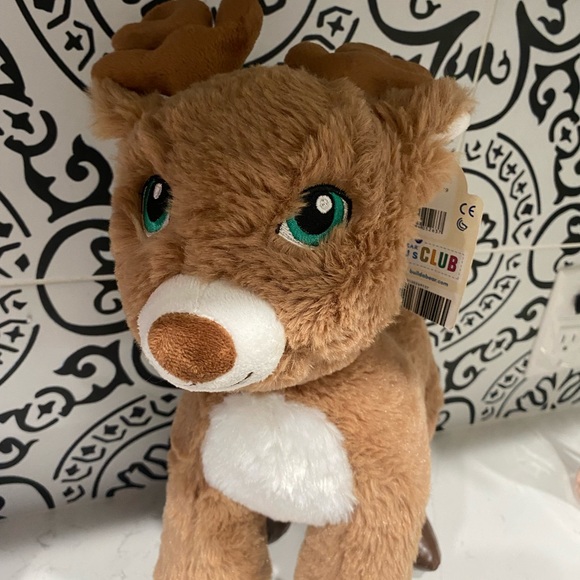 Build a Bear Team Santa's Reindeer Plush Green Eyes Tan w/Brown Vinyl Hooves - Picture 2 of 5